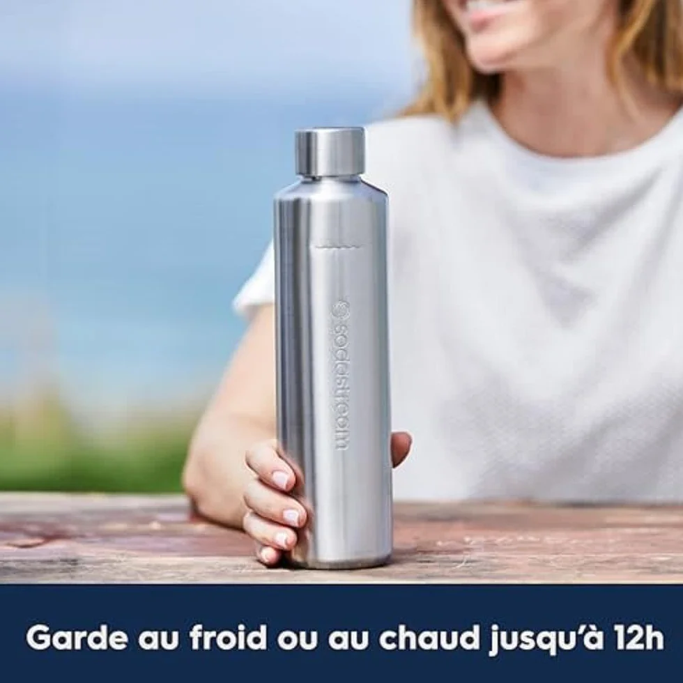 sodastream Termos termiczny 0,8 l, stal nierdzewna, nadaje się do mycia w zmywarce, kompatybilna z DUO i E-DUO, utrzymuje ciepło i zimno do 12 godzin, 1 sztuka