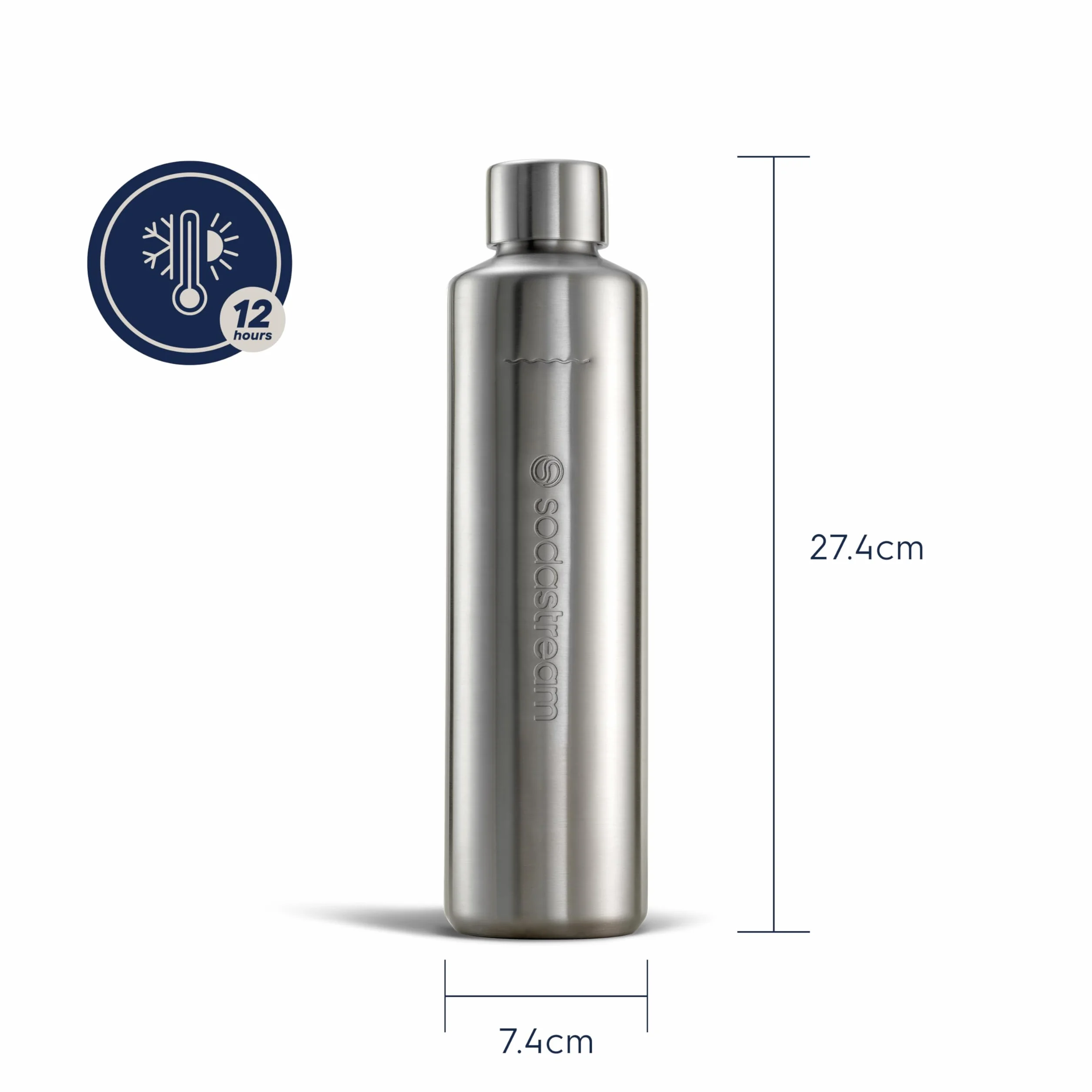 sodastream Termos termiczny 0,8 l, stal nierdzewna, nadaje się do mycia w zmywarce, kompatybilna z DUO i E-DUO, utrzymuje ciepło i zimno do 12 godzin, 1 sztuka