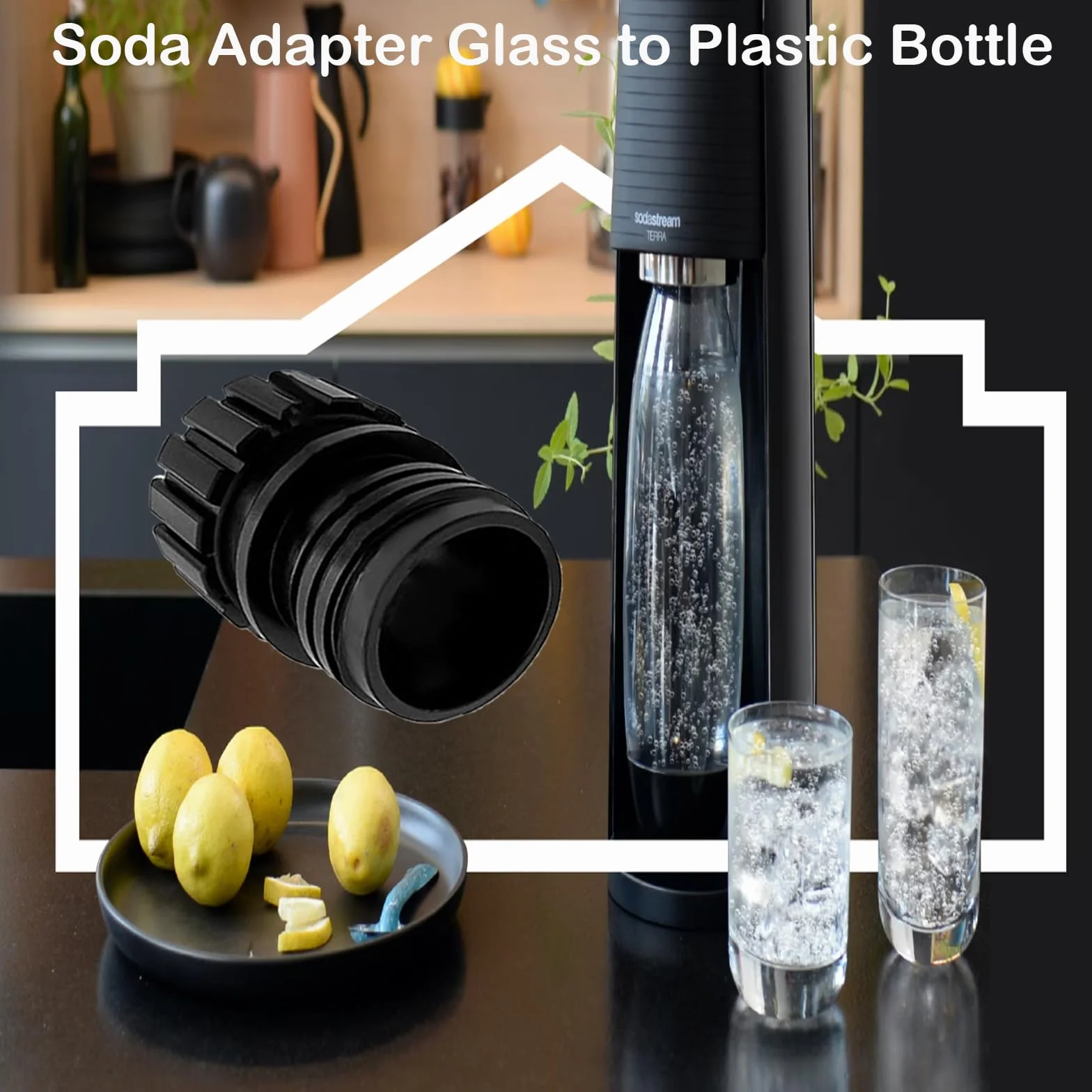 Adapter, szybkozłączka kryształowa, szklany adapter, adapter do butelek z napojami gazowanymi do wody terra 0,7 l i szybkozłączką