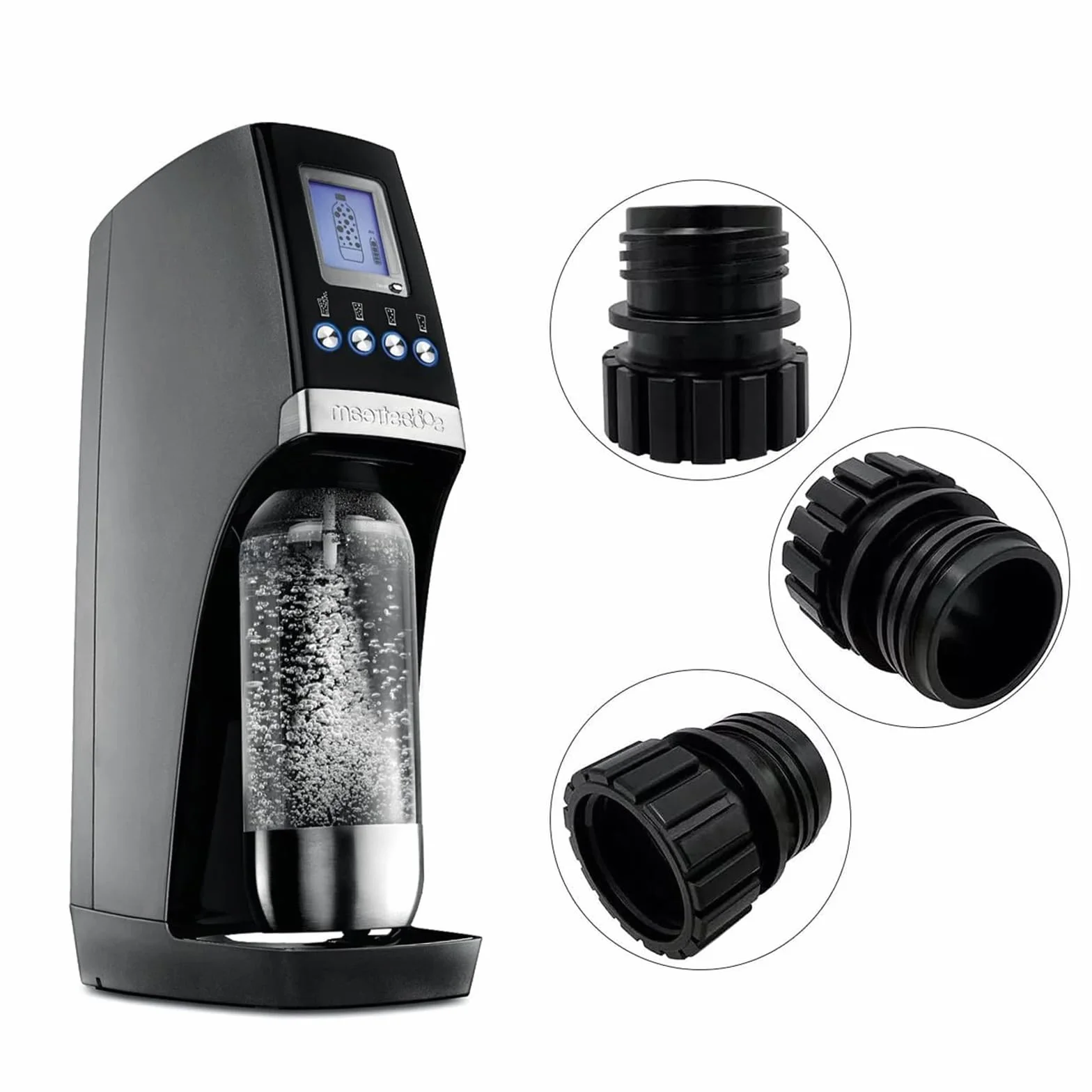 Adapter, szybkozłączka kryształowa, szklany adapter, adapter do butelek z napojami gazowanymi do wody terra 0,7 l i szybkozłączką